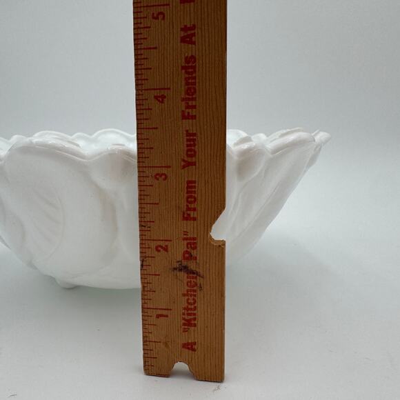 Vtg Milk Glass Footed Bowl Wild Rose by Indiana Glass Master Berry Bowl 3.5 x 9" - Picture 6 of 7